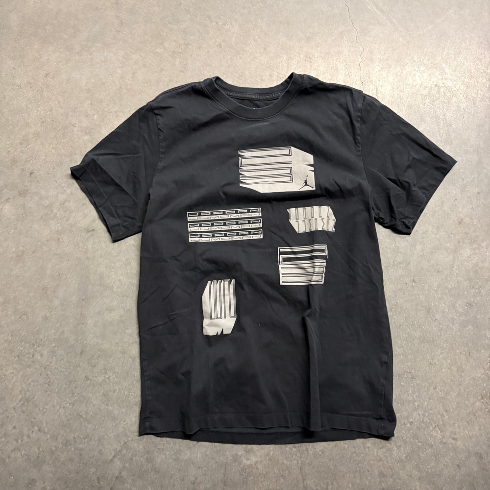 Jordan Jumpman Mens Black Graphic‎ T-Shirt Standard Fit Large Multi Logo Tee